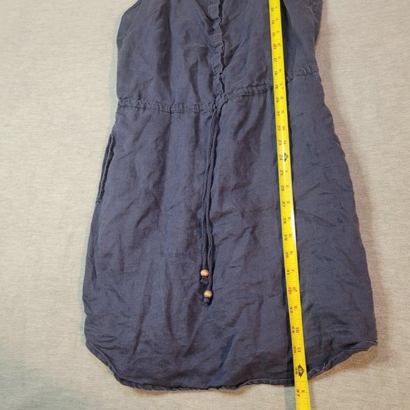 Cynthia Rowley Womens Linen Summer Dress 4 Halter Pockets Blue - Picture 8 of 15